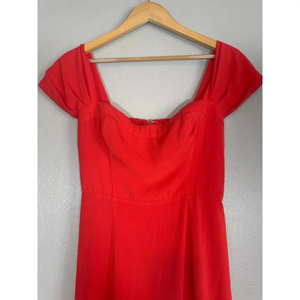 Abercrombie & Fitch Off Shoulder Maxi Dress Slit Camille Womens Small Red Orange